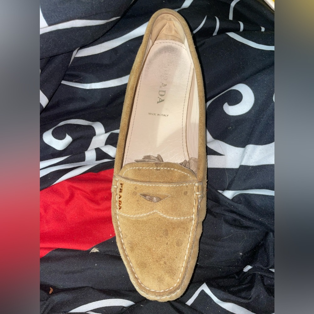 Prada Suede Moccasin Style Flats
